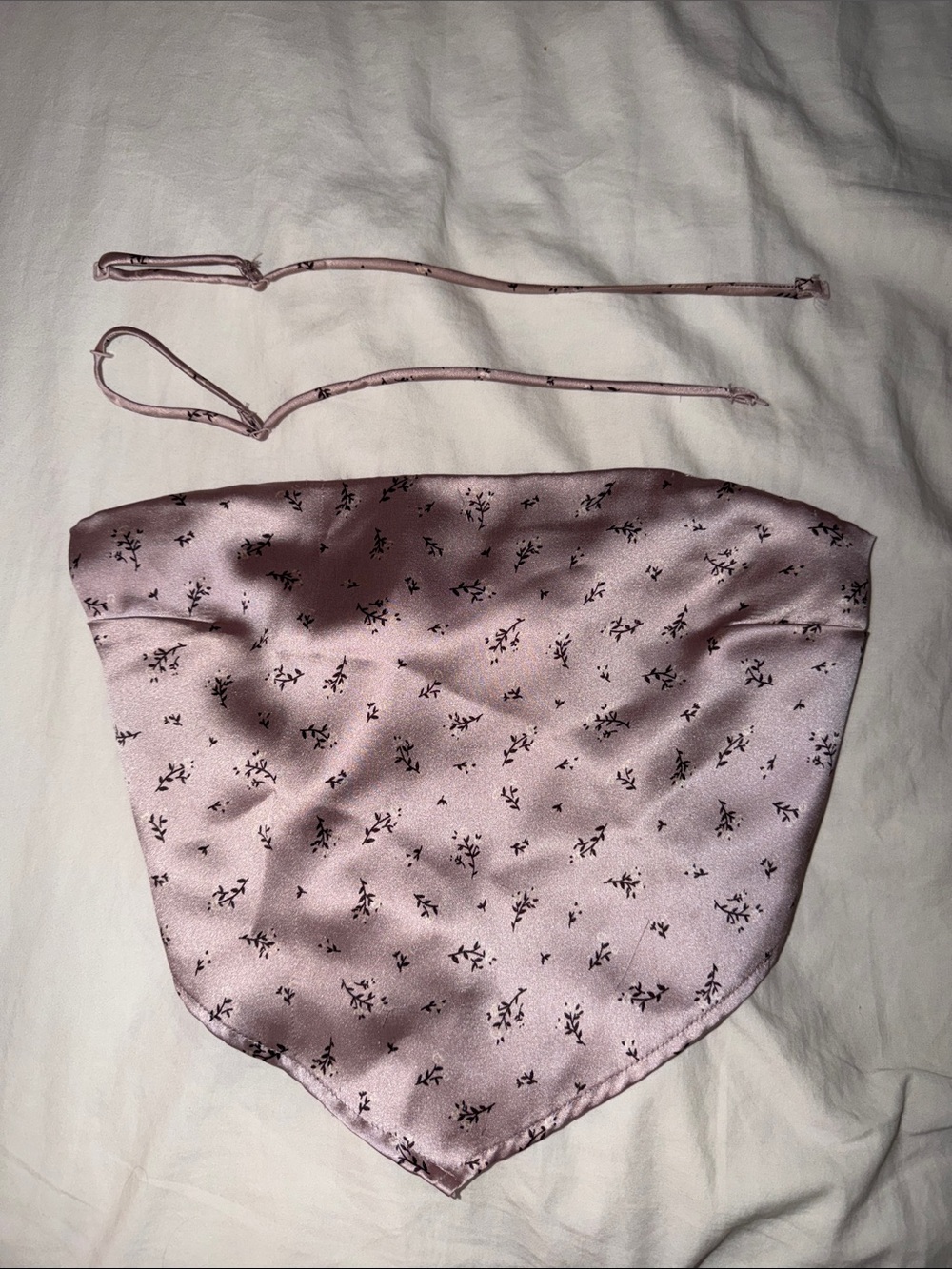 Garage Light Pink Floral Satin Bandana Crop Top